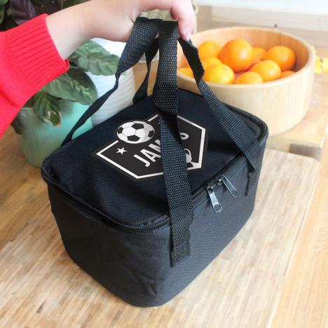 Personalised Football Black Lunch Bag Extra Image 3